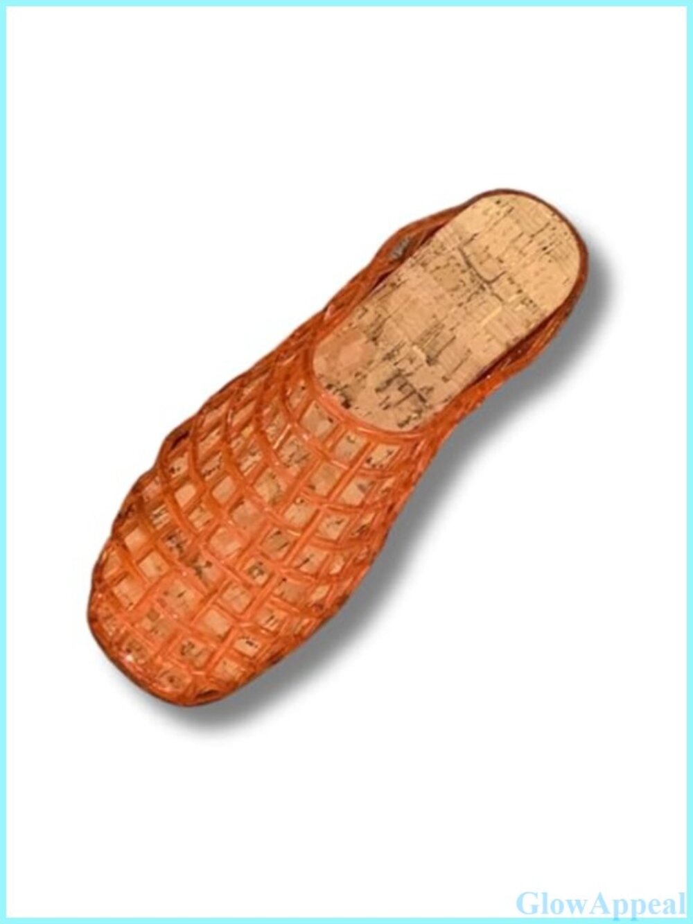 Transparent Jelly Woven Slides Cork-Textured Insole Hollow Mesh Mules